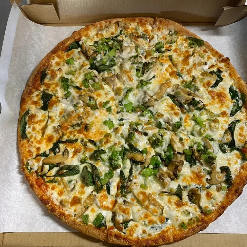 Veggie Pizza - Loaded with fresh vegetables.